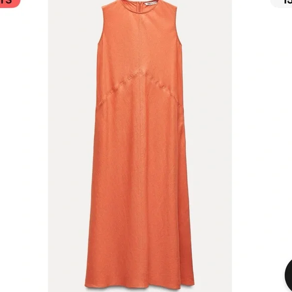 Zara Midi Linen Dress Small - Picture 2 of 5